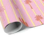 Retro palmbomen en cactus in gele strepen cadeaupapier (Rol Hoek)