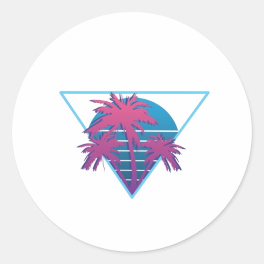 Retro Palmboom Logo Ronde Sticker (Voorkant)