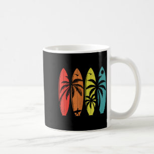 Retro Palmboom Tropisch Hawaiaans Strand Surfplank Koffiemok