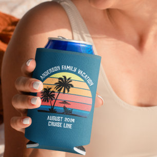 Retro Palmboom Zonsondergang Cruise Familievakanti Blikjeskoeler