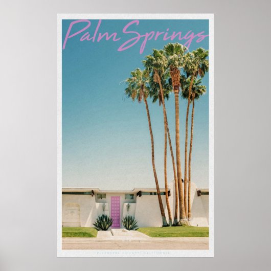 Retro Palmspuitromen Roze deur Poster (Voorkant)