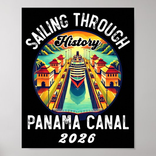 Retro Panama C Panama Waterway Sailing Cruising 20 Poster (Voorkant)