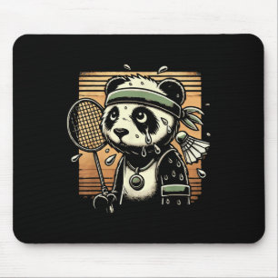 Retro Panda Badminton Speler Racket Shuttle Muismat