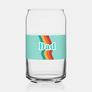 Retro Pap mok, blauwgroen blauw met streep Vaderda Blikvorm Glas