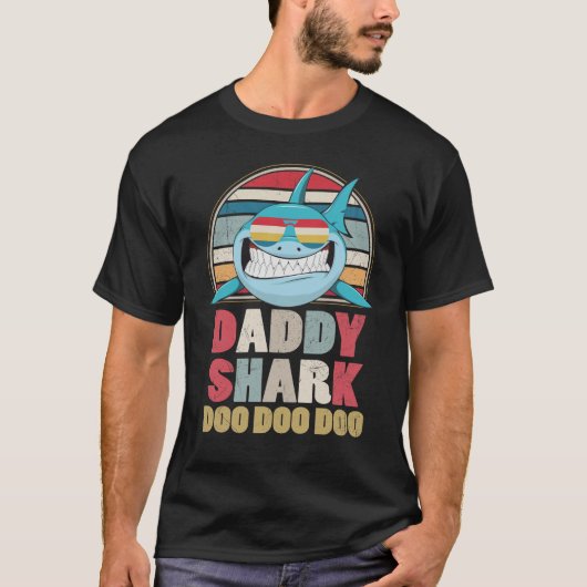 Retro papa Sharks T-shirt cadeau voor vader (Voorkant)