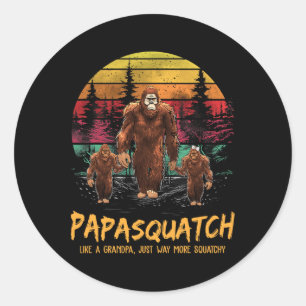 Retro Papa Squatch Als Een Opa Grappige Bigfoot Sa Ronde Sticker