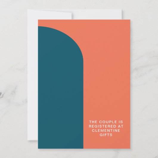 Retro Papaja en Pauwblauw Foto Koppel Bruisfeest Kaart (Achterkant)