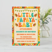 Retro Papaya 1er Anniversaire Fête Invitation (Debout devant)