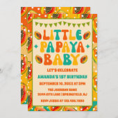 Retro Papaya 1er Anniversaire Fête Invitation (Devant / Derrière)