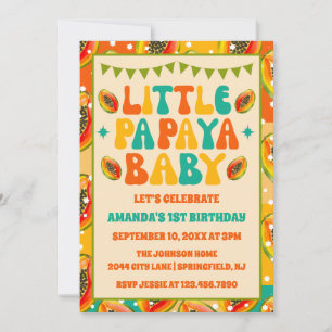 Retro Papaya 1er Anniversaire Fête Invitation