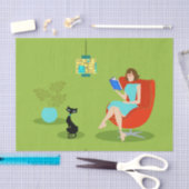 Rétro papier de soie de soie de femme de lecture (Artisanat)