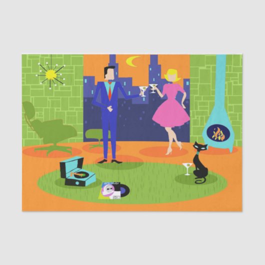 Rétro papier de soie de soie romantique de couples (Recto)