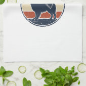 Retro Papillon-hond Vader Retro Zonsondergang T-sh Theedoek (Gevouwen)