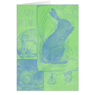 Retro Pâques Salutations Pâques Bunny Carte de voe