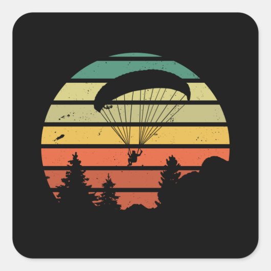 Retro  Paragliding - Sunset Gift Vierkante Sticker (Voorkant)