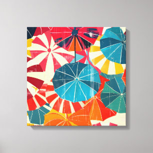 Retro Paraplu Regenachtige Dag Pop Art Canvas Afdruk