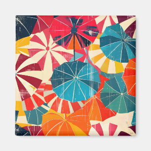 Retro Paraplu Regenachtige Dag Pop Art Magneet