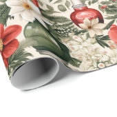 retro parfumflessen Kerstbloemen Cadeaupapier (Rol Hoek)