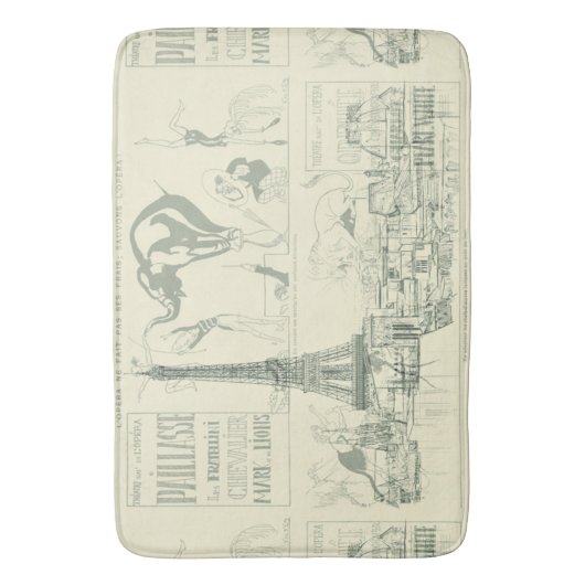  Retro Paris Circus Eiffel Tower Designer Badmat (Voorkant Verticaal)