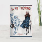  Retro Paris Frankrijk kerstkunst Feestdagen Kaart (Voorkant)