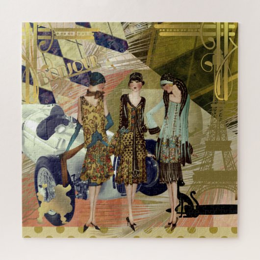 Retro Paris - Scène de mode Puzzle (Horizontal)