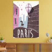 Retro Paris Vacation poster Canvas Afdruk (Insitu (Woonkamer))