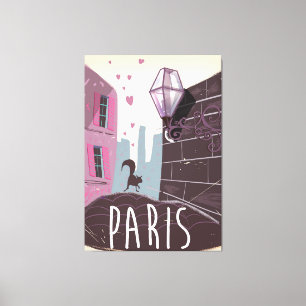 Retro Paris Vacation poster Canvas Afdruk