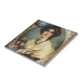 retro parisian mode floral Victoriaans Tegeltje (Zijkant)