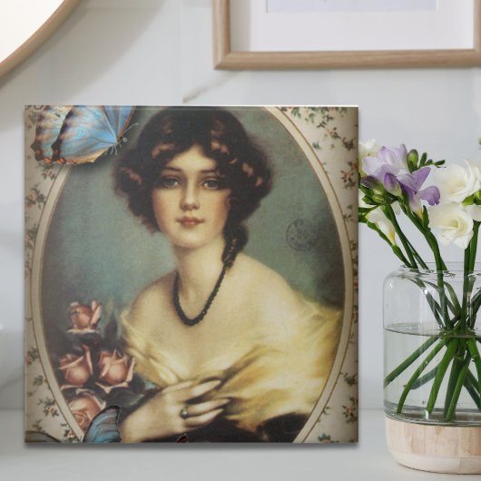 retro parisian mode floral Victoriaans Tegeltje