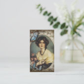 retro parisian mode floral Victoriaans Visitekaartje (Staand voorkant)