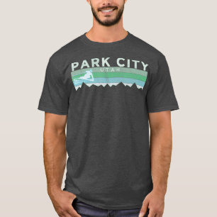 Retro Park City Utah Distress Skiing T-shirt