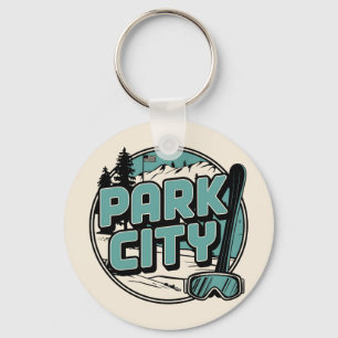 Retro Park City Utah Mountain geschenken Sleutelhanger