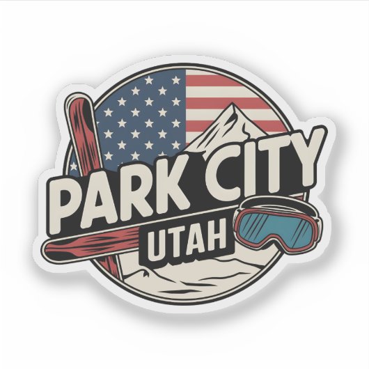 Retro Park City Utah Mountain geschenken Sticker (Voorkant)