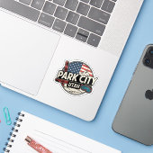 Retro Park City Utah Mountain geschenken Sticker (Laptop met iPhone)