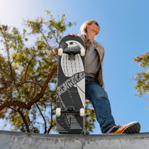 Retro Parkieten - Zwart & Wit Skateboard