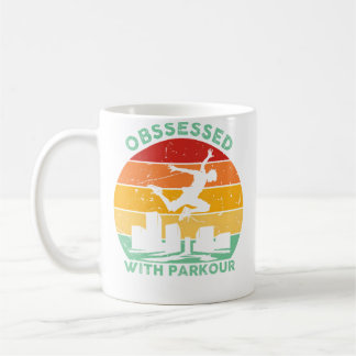 Retro Parkour Silhouet Parkour Verslaafd Koffiemok