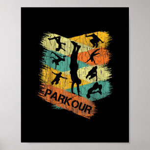 Retro Parkour voor boys Silhouette Free Run Poster