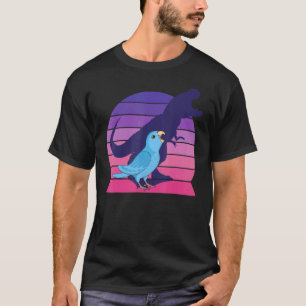 Retro Parrot I Tyrannosaurus Rex I Screening Blue T-shirt