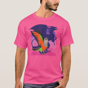 Retro Parrot I Winged Dragon I Screaming Red Belli T-shirt