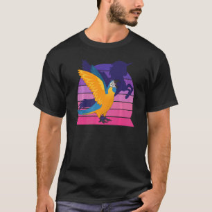 Retro Parrot I Winged Unicorn I Blue thromboe T-shirt