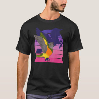 Retro Parrot I Winged Unicorn I Screaming Senegal T-shirt