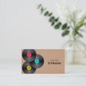 Retro Party Deejay DJ Vinyl Record QR Code Visitekaartje (Staand voorkant)