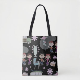 Retro Party Pattern Fifties Kinder Cute Cartoon Tote Bag