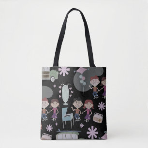 Retro Party Pattern Fifties Kinder Cute Cartoon Tote Bag