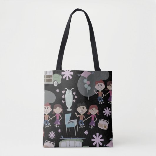 Retro Party Pattern Fifties Kinder Cute Cartoon Tote Bag (Voorkant)