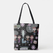Retro Party Pattern Fifties Kinder Cute Cartoon Tote Bag (Achterkant)