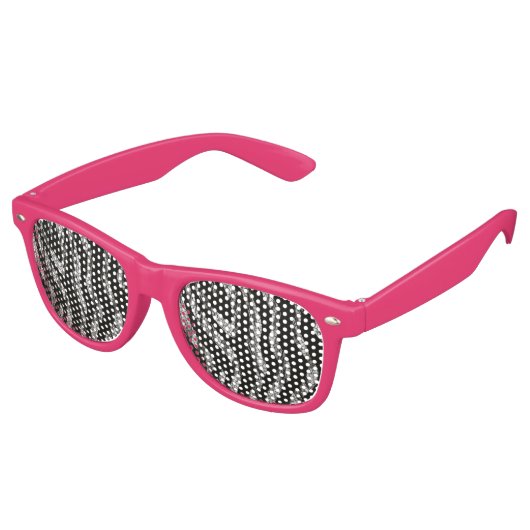 Retro Party Shades roze Zebra Retro Zonnebril (Gekanteld)