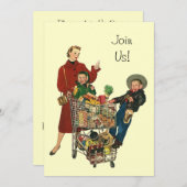 Retro Party Shopping Grocery Cart Invitation compl (Devant / Derrière)