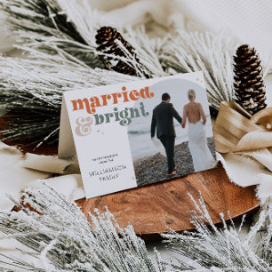 Retro Pas getrouwd boog foto gevouwen vakantie Kaa Feestdagen Kaart