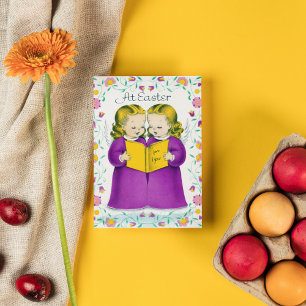 retro Pasen Angels Feestdagen Kaart